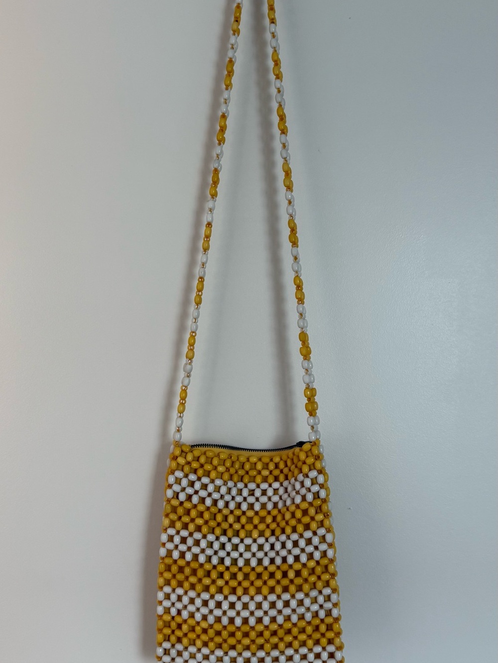 ☀️ Topshop Yellow and White Beaded Crossbody Bag
